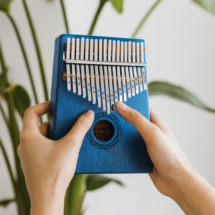 Kalimba Thumb Piano | 17-Key Blue Wood Finger Piano