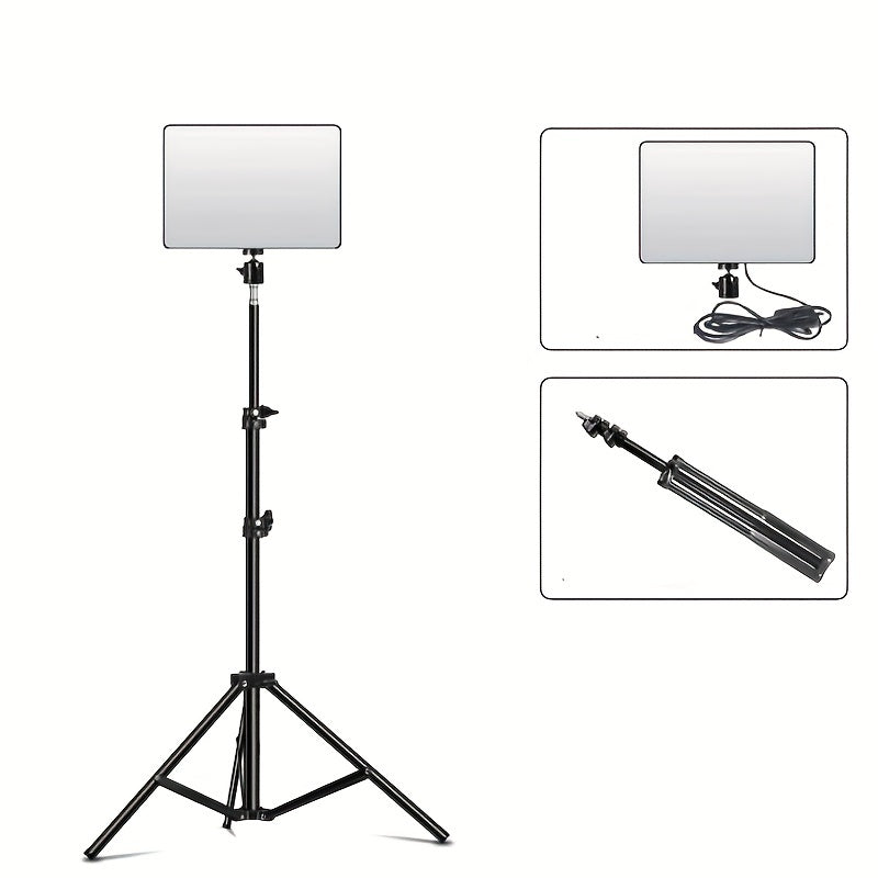 LED Photography Light Stand | Adjustable Aluminum Tripod With Studio Lamp