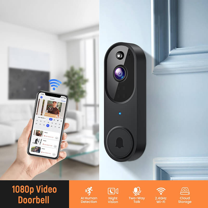 Wireless Video Doorbell Camera | AI Motion Detection 1080P