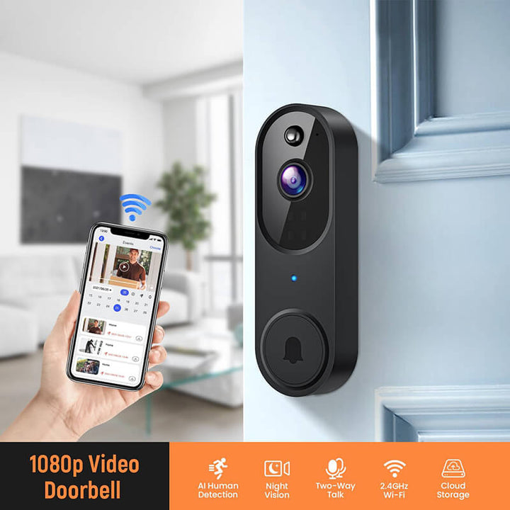 Wireless Video Doorbell Camera | AI Motion Detection 1080P