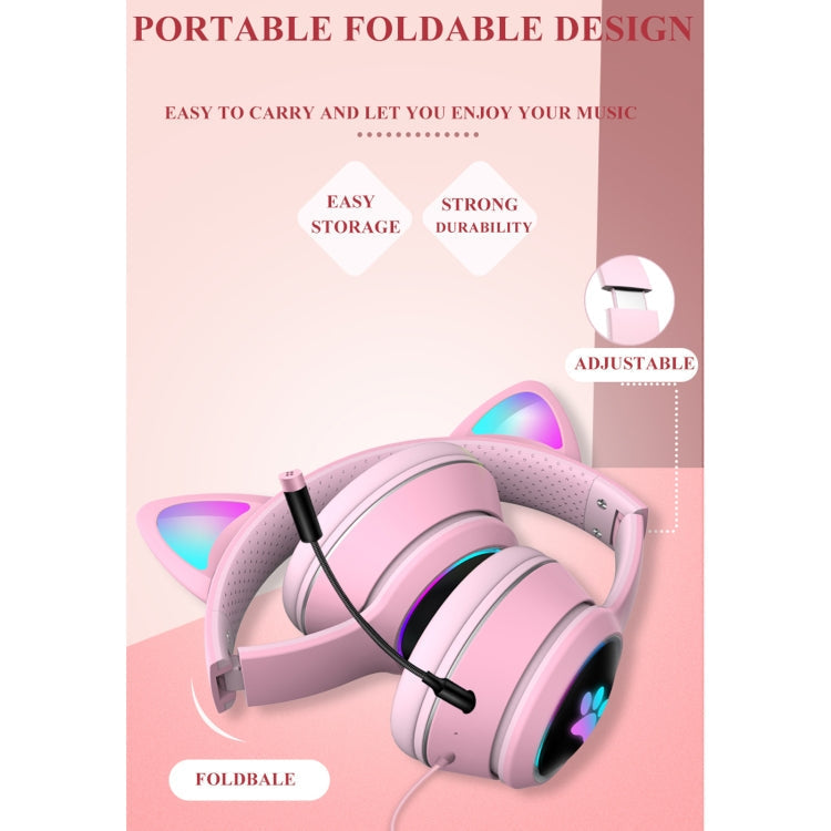 Gaming Headphones Cat Ears | LED RGB Light Foldable Headset