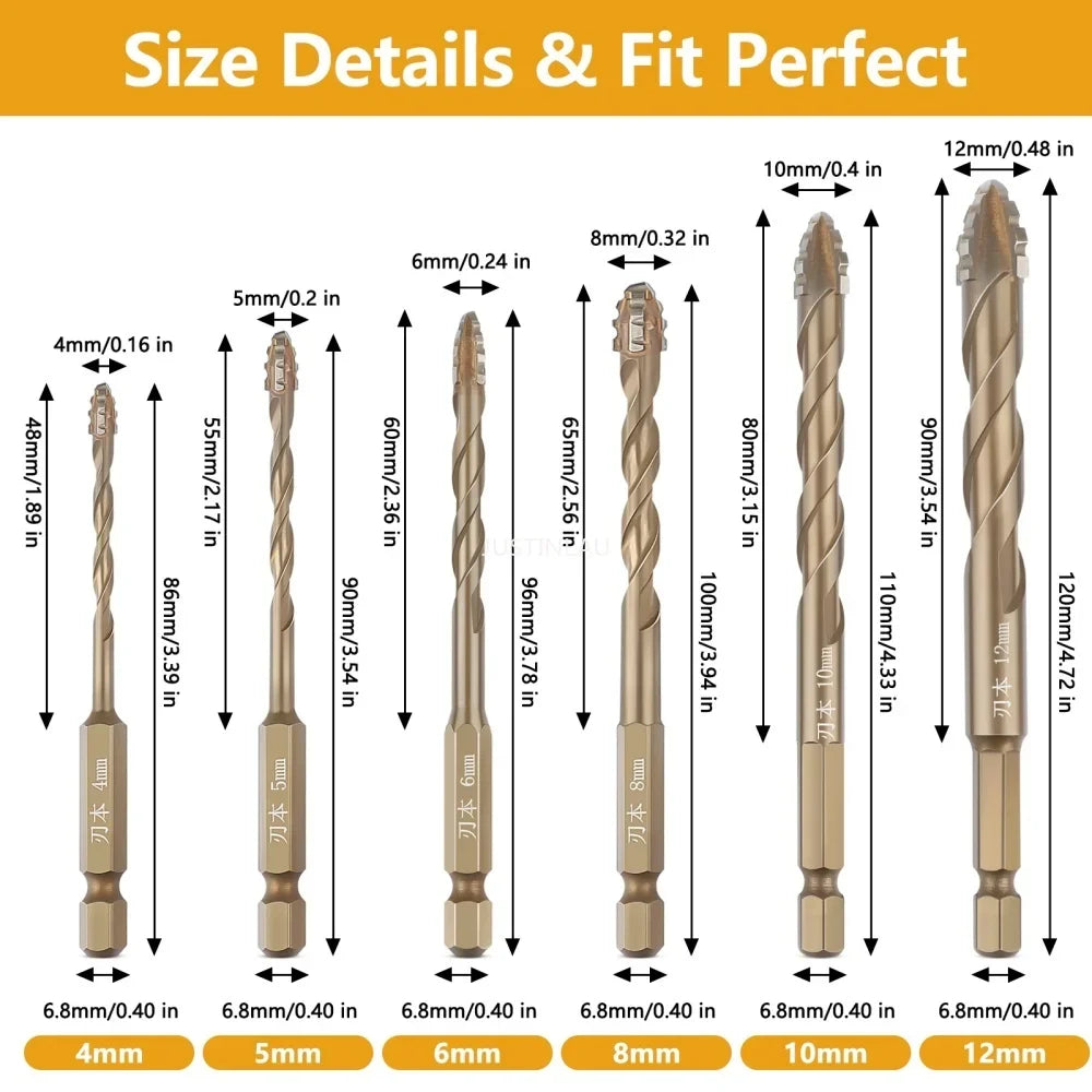 Professional Masonry Drill Bit Set | Titanium-Coated Multi-Surface Kit