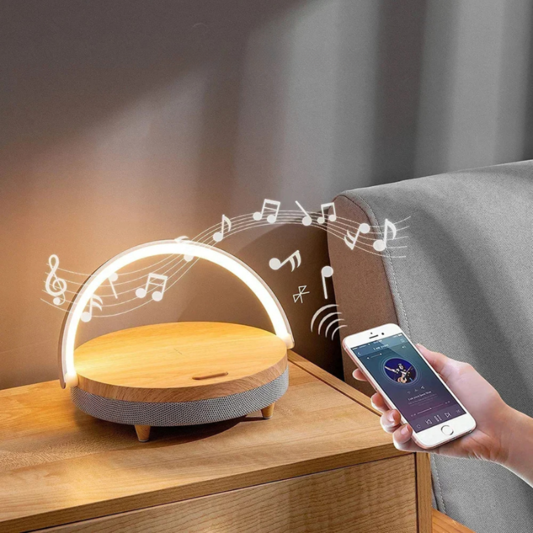 Wireless Charging Table Lamp | LED Light with Bluetooth Speaker