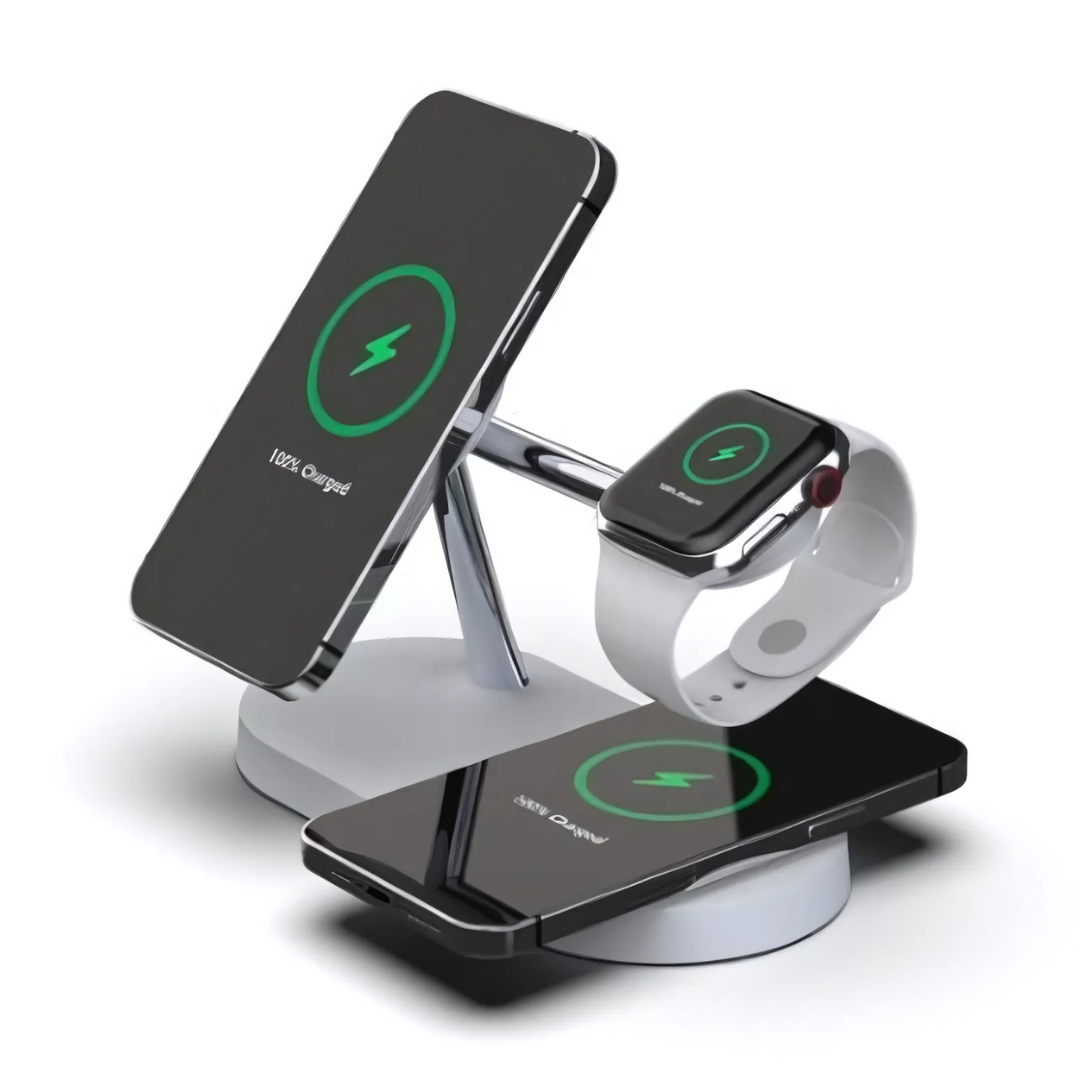 Wireless Charging Station | 4-in-1 Multi-Device Dock with LED Light