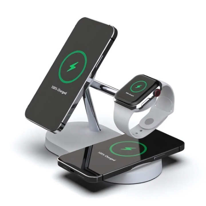 Wireless Charging Station | 4-in-1 Multi Device Stand with LED Light